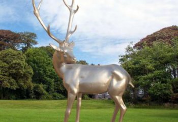回頭梅花鹿雕塑廠家 香檳色系 不銹鋼雕塑梅花鹿報(bào)價(jià)
