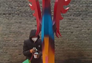 五彩鳳凰雕塑廠家 神鳳凰素材 不銹鋼五彩鳳凰雕塑生產