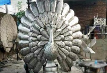 孔雀開屏雕塑廠家 金屬鍛造方式 不銹鋼孔雀開屏雕塑