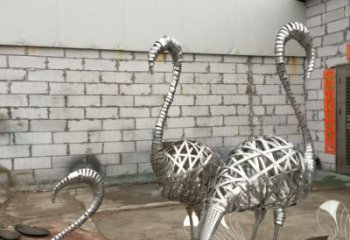 鏤空火烈鳥廠家 亮面編織工藝 金屬火烈鳥雕塑報價