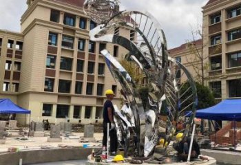 鏡面樹(shù)葉雕塑 現(xiàn)代金屬類植物 不銹鋼樹(shù)葉雕塑廠家