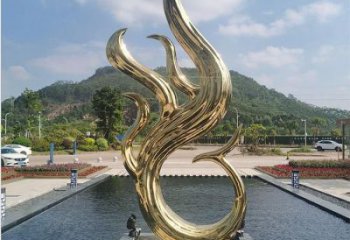 金鳳凰電鍍雕塑 抽象鳥不銹鋼電鍍雕塑