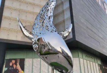 鯨魚雕塑廠家 鏡面不銹鋼動物雕塑