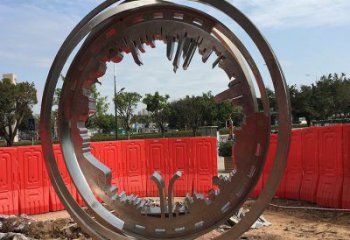 圓環雕塑  街道異形小品 抽象不銹鋼圓環雕塑廠家