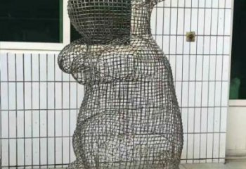 鏤空兔子雕塑廠家 現代抽象擺件 草地切面兔子雕塑