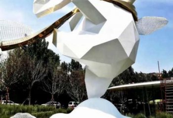 幾何兔子雕塑廠家 中式室內擺件 草地切面兔子雕塑