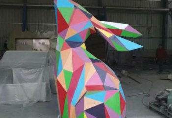 切面兔子雕塑廠家 現代抽象擺件 商場切面兔子雕塑