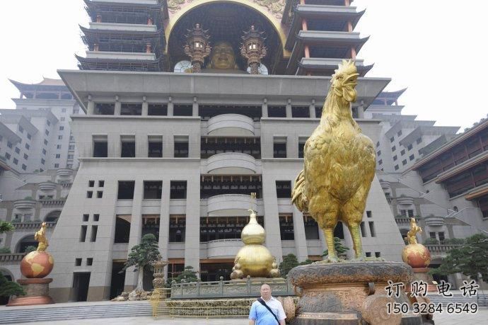 公園公雞雕塑廠家 中式電鍍小品 風景區鍍金公雞雕塑