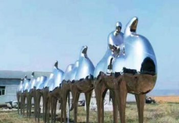 鏡面駱駝雕塑廠家 大型抽象擺件 風(fēng)景區(qū)仿真駱駝雕塑