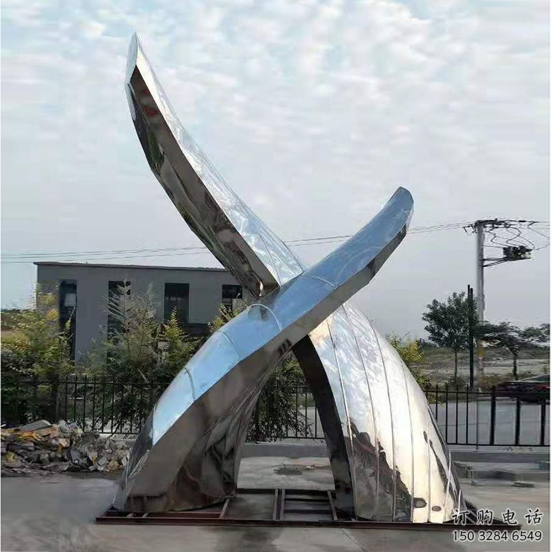 鍛造魚尾雕塑廠家 卡通鏡面擺件 廣場啞光魚尾雕塑