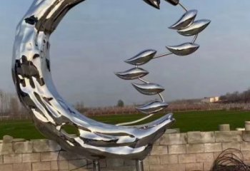 鏡面麥穗魚雕塑廠家 大型抽象擺件 游樂場異形麥穗魚雕塑