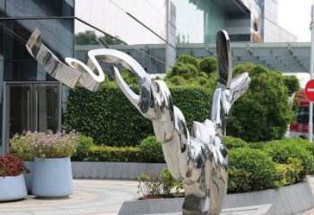 公園貓雕塑廠家 中式啞光小品 風景區幾何貓雕塑