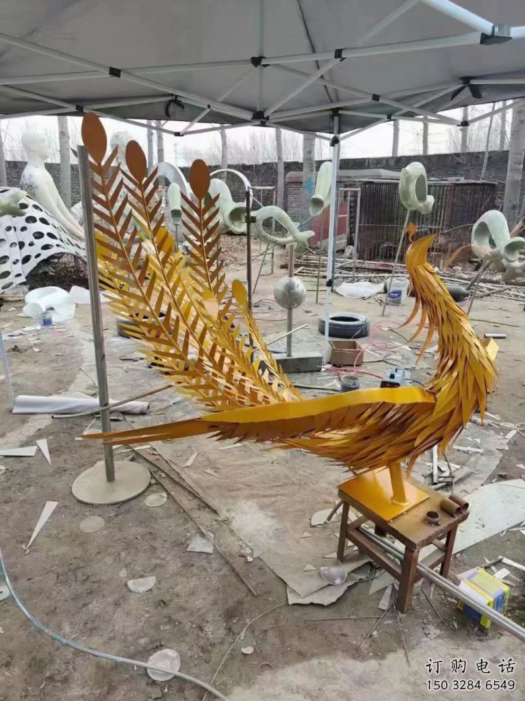 仿古飛鳥雕塑廠家 酒店賓館小品 玄關鍍金飛鳥雕塑