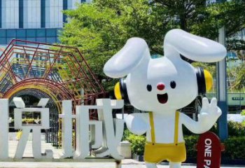 抽象玉兔雕塑廠家 創(chuàng)意村口擺件 廣場彩繪玉兔雕塑