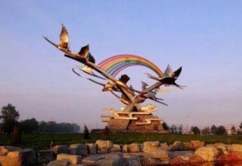 村口鴻雁雕塑廠家 中式啞光擺件 廣場大型鴻雁雕塑