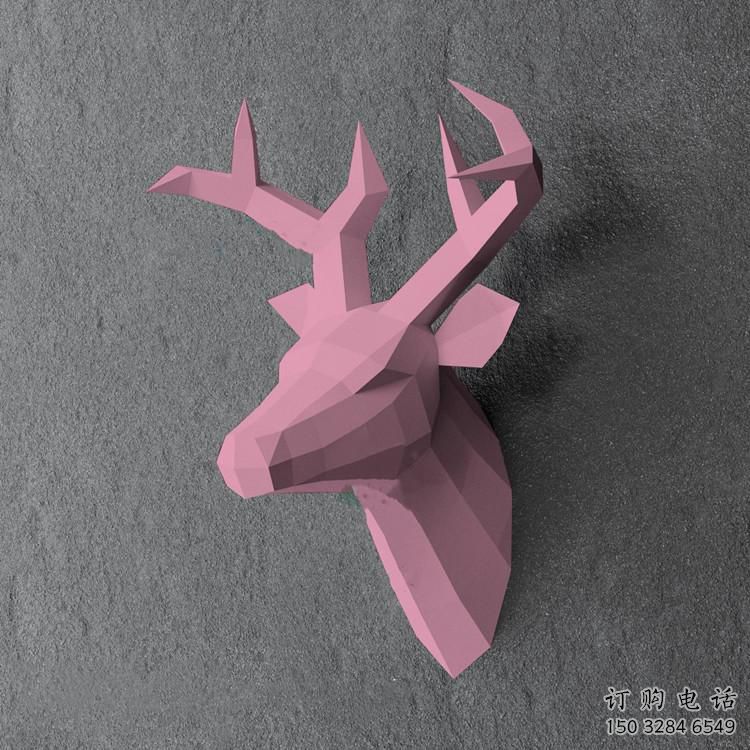 異形鹿頭雕塑廠家 戶外異形擺件 酒店拉絲鹿頭雕塑