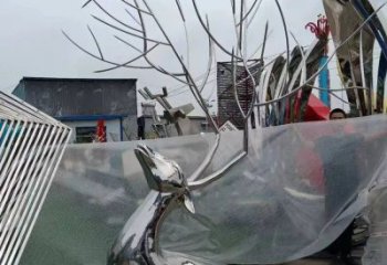 鏡面鹿頭雕塑廠家 大型仿真擺件 風景區戶外鹿頭雕塑
