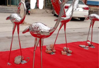 住宅小區白鶴雕塑廠家 現代廣場小品 公園鏡面白鶴雕塑