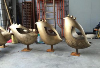 抽象雀鳥雕塑廠家 創(chuàng)意酒店擺件 玄關彩繪雀鳥雕塑