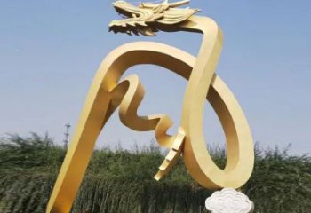 抽象龍形雕塑廠家 創(chuàng)意村口擺件 戶外彩繪龍形雕塑