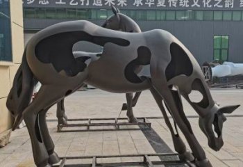 戶外跑馬雕塑廠家 現代抽象小品 酒店拉絲跑馬雕塑