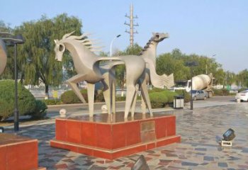 草地跑馬雕塑廠家 公園異形小品 戶外大型跑馬雕塑