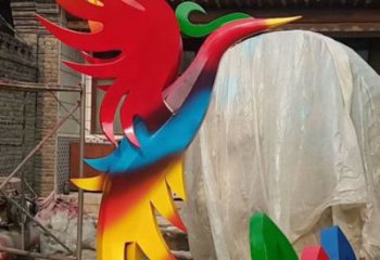 抽象火鳳凰雕塑廠家 創意公園擺件 戶外彩繪火鳳凰雕塑
