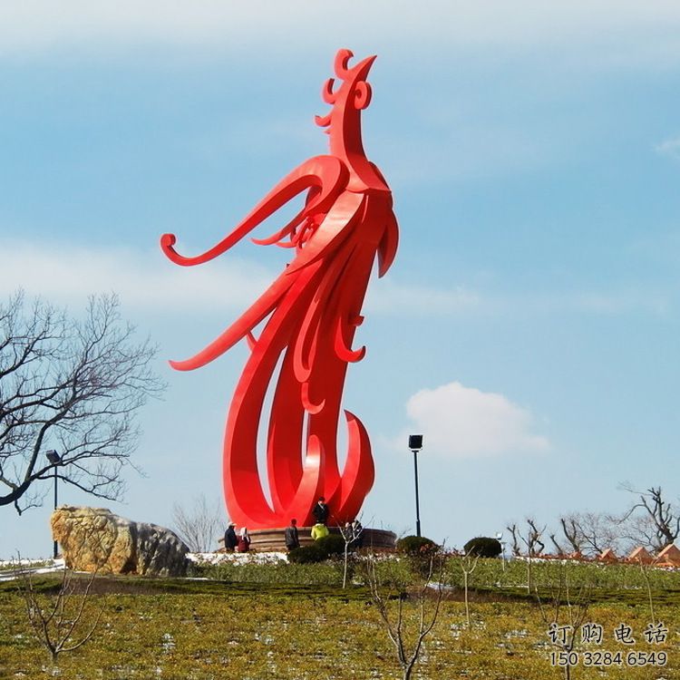 噴漆火鳳凰雕塑廠家 現(xiàn)代廣場(chǎng)小品 不銹鋼大型火鳳凰雕塑