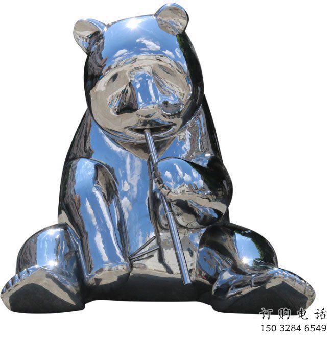 鍛造大熊貓雕塑廠家 卡通鏡面擺件 廣場啞光大熊貓雕塑
