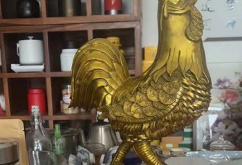 烤漆金雞雕塑廠家 抽象擺件 戶外金雞雕塑