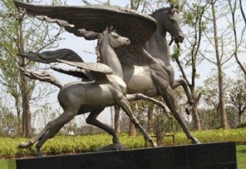 鏤空飛馬雕塑廠家 現代抽象擺件 草地切面飛馬雕塑