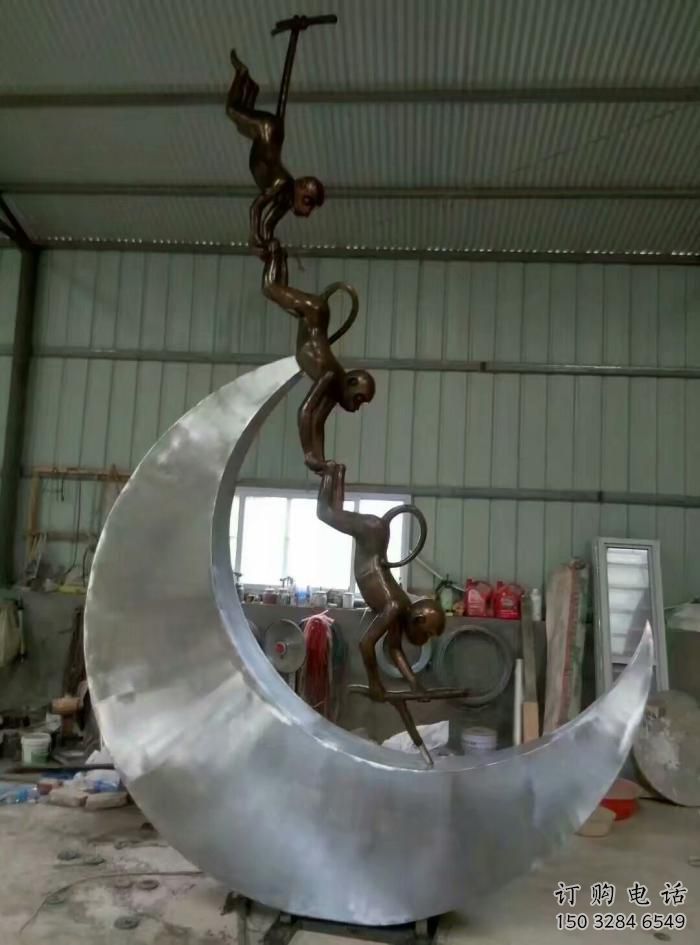 風景區猴子雕塑廠家 中式室內擺件 抽象仿古猴子雕塑