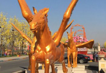 烤漆飛馬雕塑廠家 戶外擺件 大型彩繪飛馬雕塑