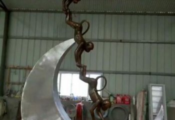 風景區(qū)猴子雕塑廠家 中式室內(nèi)擺件 抽象仿古猴子雕塑