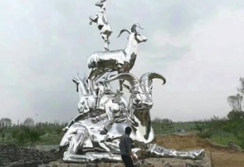 步行街綿羊雕塑廠家 戶外創(chuàng)意擺件 草地鏡面綿羊雕塑