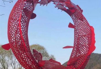 風景區魚躍龍門雕塑廠家 中式戶外鏤空擺件 