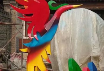 街道鳳凰雕塑廠家 創意村口小品 大型拉絲鳳凰雕塑
