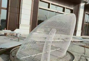 鏤空鯨魚雕塑廠家 現代抽象擺件 戶外切面鯨魚雕塑