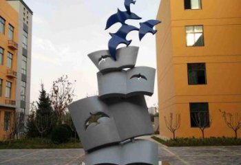 抽象大雁雕塑廠家 創意村口擺件 房地產彩繪大雁雕塑