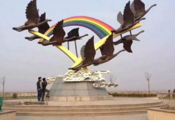 風景區大雁雕塑廠家 中式戶外擺件 現代仿古大雁雕塑