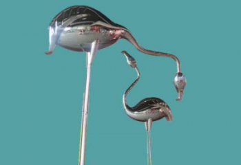 鏡面火烈鳥雕塑廠家 現代公園擺件 游樂場異形火烈鳥雕塑