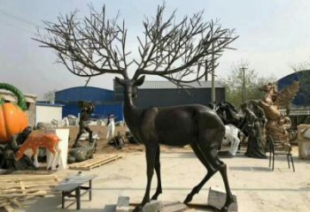 園林麋鹿雕塑廠(chǎng)家 大型公園擺件 街道仿古麋鹿雕塑