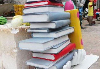 烤漆書山雕塑廠家 校園教育小品 戶外不銹鋼書山雕塑