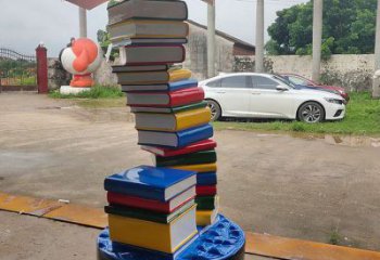 現(xiàn)代書山雕塑廠家 大型創(chuàng)意擺件 博物館不銹鋼書山雕塑