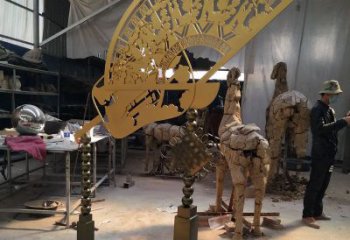 仿古扇形雕塑廠家 公園草地小品 房地產不銹鋼扇形雕塑