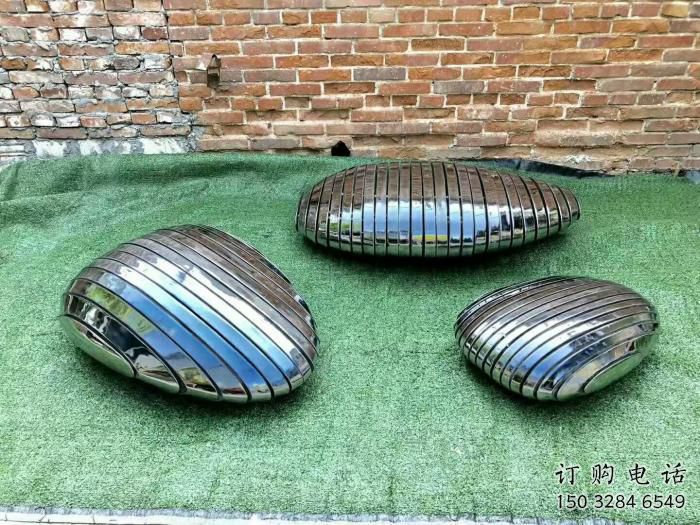 園林鵝卵石雕塑廠家 鏡面廣場小品 中式不銹鋼鵝卵石雕塑