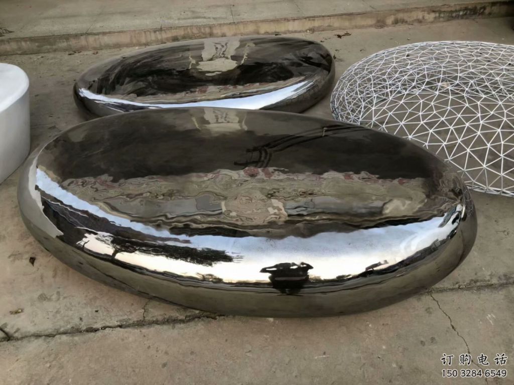 抽象鵝卵石雕塑廠家 創意小品 歐式不銹鋼鵝卵石雕塑