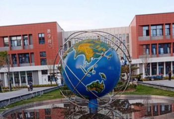 街頭地球儀雕塑廠家 大型別墅區擺件 鋼管不銹鋼地球儀雕塑