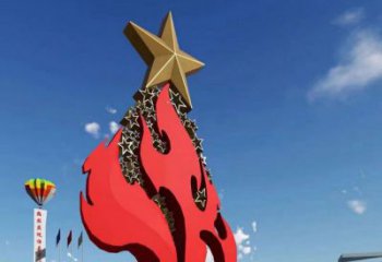 拉絲圣火雕塑廠家 現代創意擺件 別墅區不銹鋼圣火雕塑