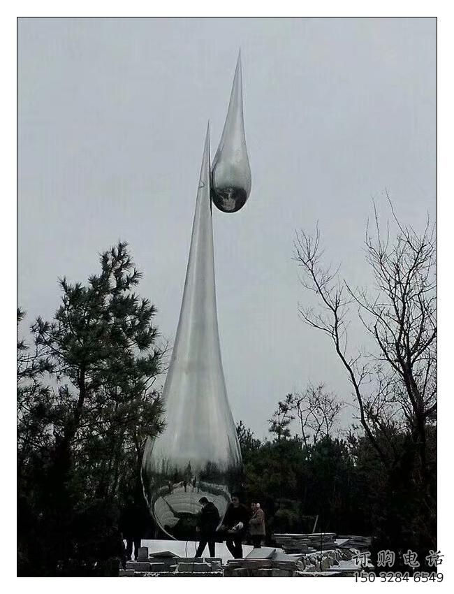 公園水珠雕塑廠家 鏡面擺件 創意不銹鋼水珠雕塑